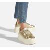 imageLUCKY STEP Womens Platform Fashion Sneakers Classic Wedge Canvas Casual Low Top Retro Walking ShoesGold