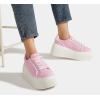 imageLUCKY STEP Womens Platform Fashion Sneakers Classic Wedge Canvas Casual Low Top Retro Walking ShoesPink