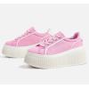 imageLUCKY STEP Womens Platform Fashion Sneakers Classic Wedge Canvas Casual Low Top Retro Walking ShoesPink