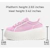 imageLUCKY STEP Womens Platform Fashion Sneakers Classic Wedge Canvas Casual Low Top Retro Walking ShoesPink