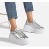imageLUCKY STEP Womens Platform Fashion Sneakers Classic Wedge Canvas Casual Low Top Retro Walking ShoesSilver