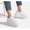 imageLUCKY STEP Womens Platform Fashion Sneakers Classic Wedge Canvas Casual Low Top Retro Walking ShoesWhite