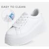 imageLUCKY STEP Womens Platform Fashion Sneakers Classic Wedge Canvas Casual Low Top Retro Walking ShoesWhite