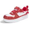 imageLUCKY STEP Girls Glitter Sneakers Slip On Hook and Loops Athletic Sparkly Beads Casual Tennis School Party Cute Running Shoes for ChildrenGirlsKidsWhiteRed