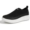 imageLUCKY STEP Platform Sneakers for Women Slip on Knit Chunky Fashion Casual Retro Braided Tennis Lightweight Walking ShoesBlack