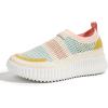 imageLUCKY STEP Platform Sneakers for Women Slip on Knit Chunky Fashion Casual Retro Braided Tennis Lightweight Walking ShoesYellowOrange Multi