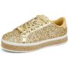 imageLUCKY STEP Womens Platform Glitter Sneakers  Sparkly Bling Shiny Dressy Bedazzled Wedding Bridal Fashion Walking ShoesGold