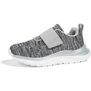 imageLUCKY STEP Boys Girls Sneakers Kids Shoes Unisex Walking Running School Athletic Hook and Loops Strap Breathable Tennis Shoes for ToddlerLittle KidBig KidGrey