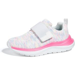 imageLUCKY STEP Boys Girls Sneakers Kids Shoes Unisex Walking Running School Athletic Hook and Loops Strap Breathable Tennis Shoes for ToddlerLittle KidBig KidWhiteRainbow
