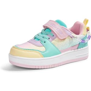 imageLUCKY STEP Girls Glitter Sneakers Slip On Hook and Loops Athletic Sparkly Beads Casual Tennis School Party Cute Running Shoes for ChildrenGirlsKidsGreenYellow