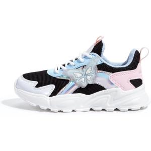 imageLUCKY STEP Girls Kids Butterfly Running Sneaker Tennis Sparkle Mesh Athletic School Gym Laceup Walking Shoes for ToddlerLittle KidBig KidBlackBlue
