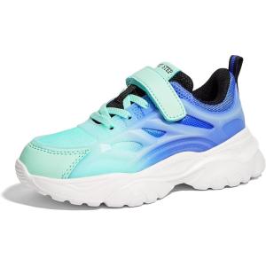 imageLUCKY STEP Kids Shoes Boys Girls UnisexChild Running Tennis Shoes School Students Spring and Autumn Hook and Loops Strap Casual Shoes for ToddlerLittle KidBig KidGreenBlue