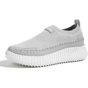 imageLUCKY STEP Platform Sneakers for Women Slip on Knit Chunky Fashion Casual Retro Braided Tennis Lightweight Walking ShoesGrey
