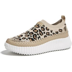 imageLUCKY STEP Platform Sneakers for Women Slip on Knit Chunky Fashion Casual Retro Braided Tennis Lightweight Walking ShoesLeopard