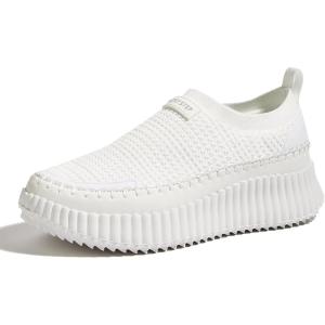 imageLUCKY STEP Platform Sneakers for Women Slip on Knit Chunky Fashion Casual Retro Braided Tennis Lightweight Walking ShoesWhite