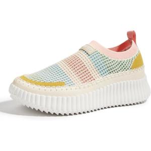 imageLUCKY STEP Platform Sneakers for Women Slip on Knit Chunky Fashion Casual Retro Braided Tennis Lightweight Walking ShoesYellowOrange Multi