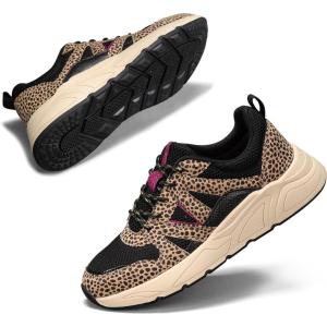 imageLUCKY STEP Womens Fashion Cusual Sneakers Platform Classic Leopard Walking Tennis Travel Shoes Chunky Colorful Lifestyle SneakersBlackBrown Leopard