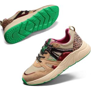 imageLUCKY STEP Womens Fashion Cusual Sneakers Platform Classic Leopard Walking Tennis Travel Shoes Chunky Colorful Lifestyle SneakersCamelBeige