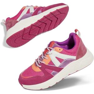 imageLUCKY STEP Womens Fashion Cusual Sneakers Platform Classic Leopard Walking Tennis Travel Shoes Chunky Colorful Lifestyle SneakersHot Pink