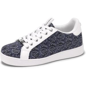 imageLUCKY STEP Womens Fashion Sneakers Classic Casual Tennis Lace up PU Leather Walking Shoes Comfortable Non Slip SneakersNavy
