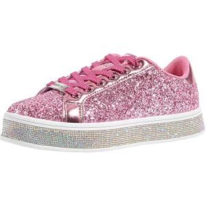 imageLUCKY STEP Womens Platform Glitter Sneakers  Sparkly Bling Shiny Dressy Bedazzled Wedding Bridal Fashion Walking ShoesHot PinkMulti