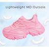 imageLUCKY STEP Chunky Sneakers for Women Platform Tennis Fashion White Dad Shoes Mesh Breathable Casual Wedge Lace Up Walking SneakersPink