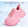 imageLUCKY STEP Chunky Sneakers for Women Platform Tennis Fashion White Dad Shoes Mesh Breathable Casual Wedge Lace Up Walking SneakersPink