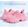 imageLUCKY STEP Chunky Sneakers for Women Platform Tennis Fashion White Dad Shoes Mesh Breathable Casual Wedge Lace Up Walking SneakersPink
