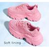 imageLUCKY STEP Chunky Sneakers for Women Platform Tennis Fashion White Dad Shoes Mesh Breathable Casual Wedge Lace Up Walking SneakersPink