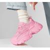 imageLUCKY STEP Chunky Sneakers for Women Platform Tennis Fashion White Dad Shoes Mesh Breathable Casual Wedge Lace Up Walking SneakersPink