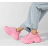 imageLUCKY STEP Chunky Sneakers for Women Platform Tennis Fashion White Dad Shoes Mesh Breathable Casual Wedge Lace Up Walking SneakersPink