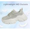 imageLUCKY STEP Chunky Sneakers for Women Platform Tennis Fashion White Dad Shoes Mesh Breathable Casual Wedge Lace Up Walking SneakersTaupe