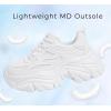 imageLUCKY STEP Chunky Sneakers for Women Platform Tennis Fashion White Dad Shoes Mesh Breathable Casual Wedge Lace Up Walking SneakersWhite