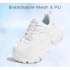 imageLUCKY STEP Chunky Sneakers for Women Platform Tennis Fashion White Dad Shoes Mesh Breathable Casual Wedge Lace Up Walking SneakersWhite