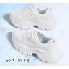 imageLUCKY STEP Chunky Sneakers for Women Platform Tennis Fashion White Dad Shoes Mesh Breathable Casual Wedge Lace Up Walking SneakersWhite