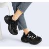 imageLUCKY STEP Womens Chunky Sneakers Platform Fashion Rhinestone Sparkly Dad Walking Shoes Butterfly Lace Wedge Casual Shiny Thick Sole FootwearBlack