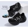 imageLUCKY STEP Womens Chunky Sneakers Platform Fashion Rhinestone Sparkly Dad Walking Shoes Butterfly Lace Wedge Casual Shiny Thick Sole FootwearBlack