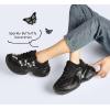 imageLUCKY STEP Womens Chunky Sneakers Platform Fashion Rhinestone Sparkly Dad Walking Shoes Butterfly Lace Wedge Casual Shiny Thick Sole FootwearBlack