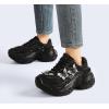 imageLUCKY STEP Womens Chunky Sneakers Platform Fashion Rhinestone Sparkly Dad Walking Shoes Butterfly Lace Wedge Casual Shiny Thick Sole FootwearBlack