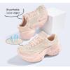imageLUCKY STEP Womens Chunky Sneakers Platform Fashion Rhinestone Sparkly Dad Walking Shoes Butterfly Lace Wedge Casual Shiny Thick Sole FootwearNude