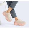 imageLUCKY STEP Womens Chunky Sneakers Platform Fashion Rhinestone Sparkly Dad Walking Shoes Butterfly Lace Wedge Casual Shiny Thick Sole FootwearNude