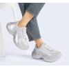 imageLUCKY STEP Womens Chunky Sneakers Platform Fashion Rhinestone Sparkly Dad Walking Shoes Butterfly Lace Wedge Casual Shiny Thick Sole FootwearSilver