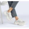 imageLUCKY STEP Womens Chunky Sneakers Platform Fashion Rhinestone Sparkly Dad Walking Shoes Butterfly Lace Wedge Casual Shiny Thick Sole FootwearWhite