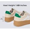 imageLUCKY STEP Womens Platform Gum Thick Sole Fashion Sneakers Classic Retro Rubber Low Top Casual Tennis Skate Walking ShoesBeigeGreen
