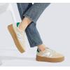 imageLUCKY STEP Womens Platform Gum Thick Sole Fashion Sneakers Classic Retro Rubber Low Top Casual Tennis Skate Walking ShoesBeigeGreen