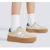 imageLUCKY STEP Womens Platform Gum Thick Sole Fashion Sneakers Classic Retro Rubber Low Top Casual Tennis Skate Walking ShoesBeigeGreen