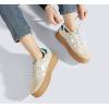 imageLUCKY STEP Womens Platform Gum Thick Sole Fashion Sneakers Classic Retro Rubber Low Top Casual Tennis Skate Walking ShoesBeigeGreen
