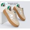 imageLUCKY STEP Womens Platform Gum Thick Sole Fashion Sneakers Classic Retro Rubber Low Top Casual Tennis Skate Walking ShoesBeigeGreen