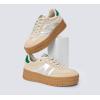 imageLUCKY STEP Womens Platform Gum Thick Sole Fashion Sneakers Classic Retro Rubber Low Top Casual Tennis Skate Walking ShoesBeigeGreen