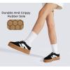 imageLUCKY STEP Womens Platform Gum Thick Sole Fashion Sneakers Classic Retro Rubber Low Top Casual Tennis Skate Walking ShoesBlackWhite